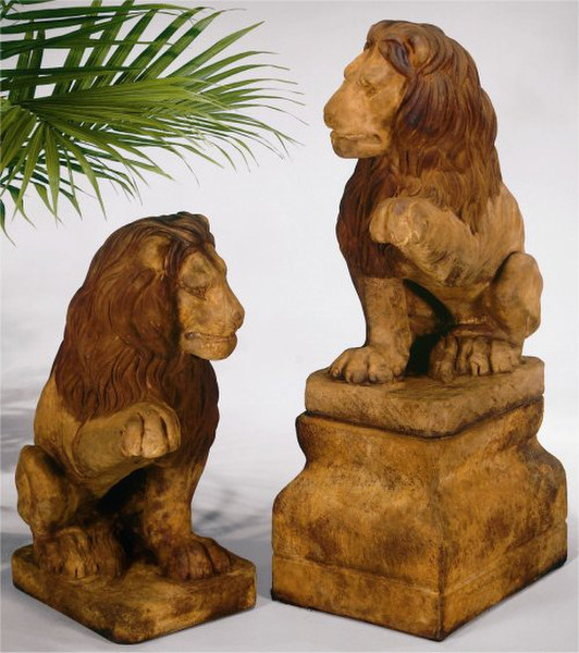 Lion Right And Left Paw Up & Base Set of Sculptures Cement
